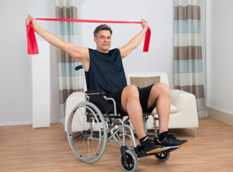 exercising man on a wheelchair