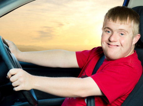 man with special needs driving